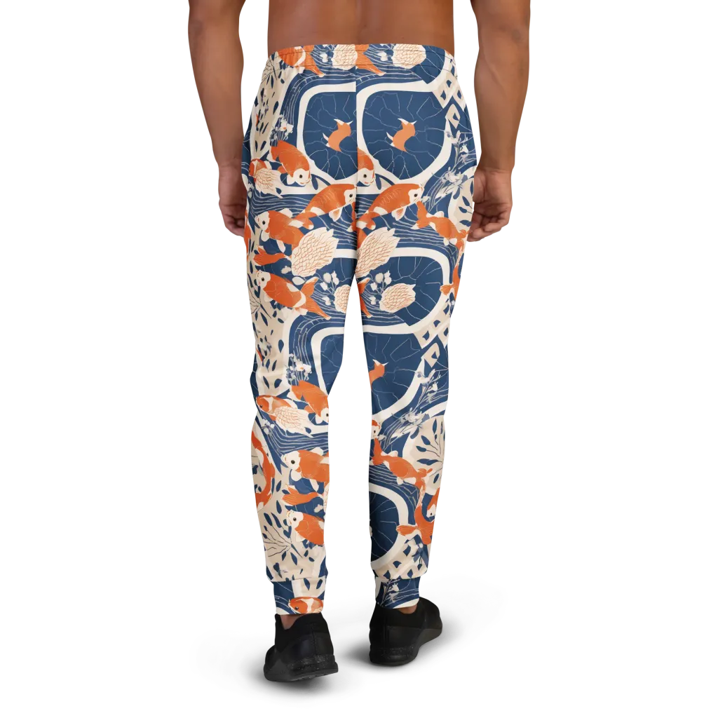 Indigo Koi Garden on Men's Joggers — Back