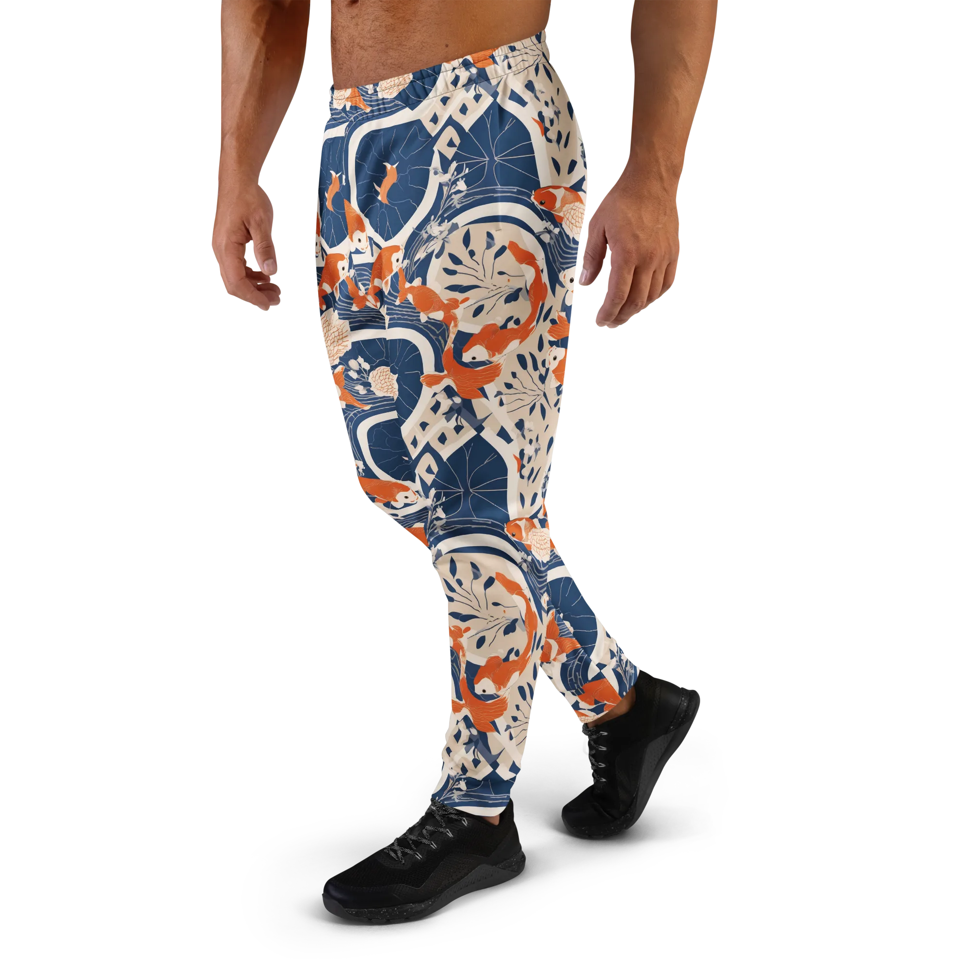 Indigo Koi Garden on Men's Joggers — Left