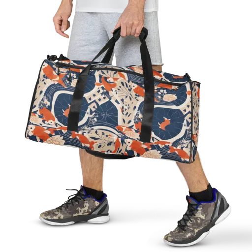 Indigo Koi Garden on a Duffle Bag