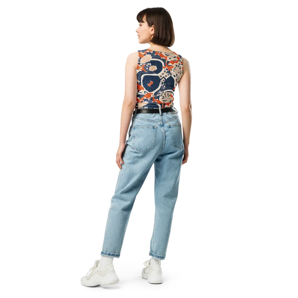 Indigo Koi Garden on Crop Top — Back