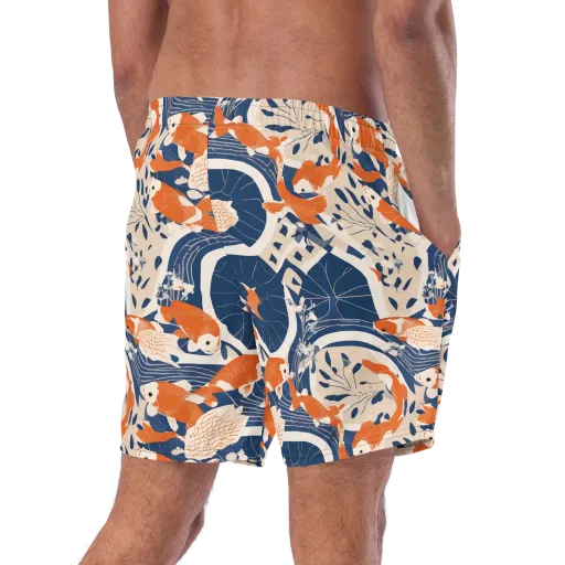 Indigo Koi Garden on a Swim Trunks
