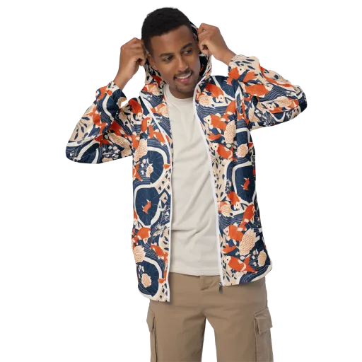 Indigo Koi Garden on a Men's Windbreaker
