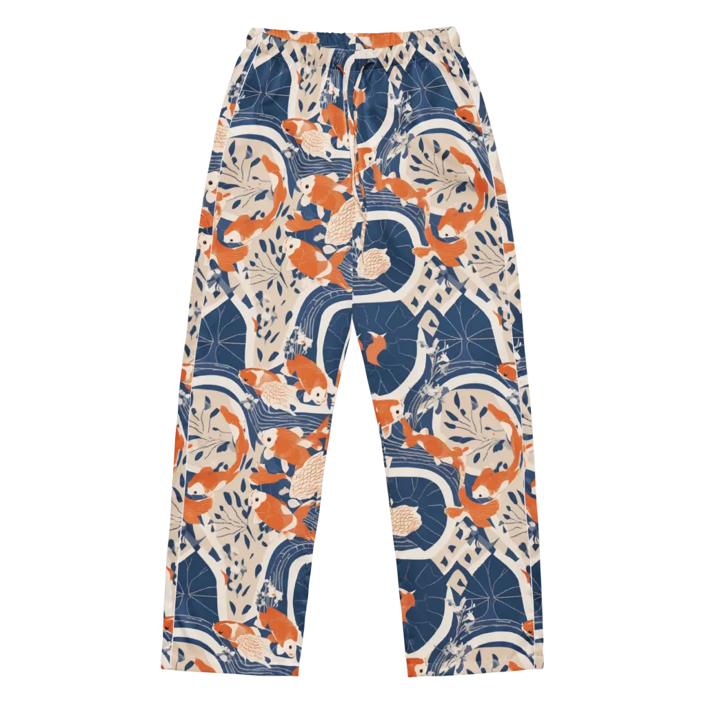 Indigo Koi Garden on Women's Pajama Pants — Front