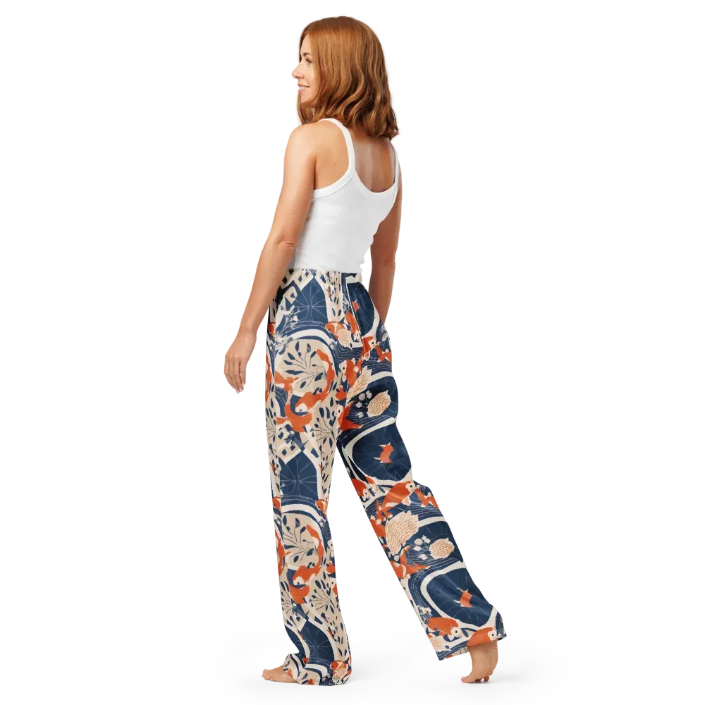 Indigo Koi Garden on Women's Pajama Pants — Back