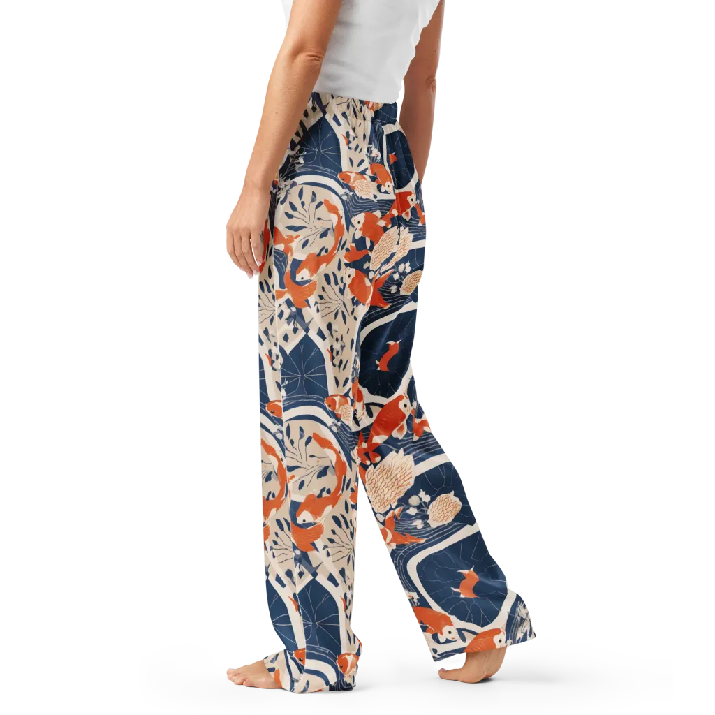 Indigo Koi Garden on Women's Pajama Pants — Left