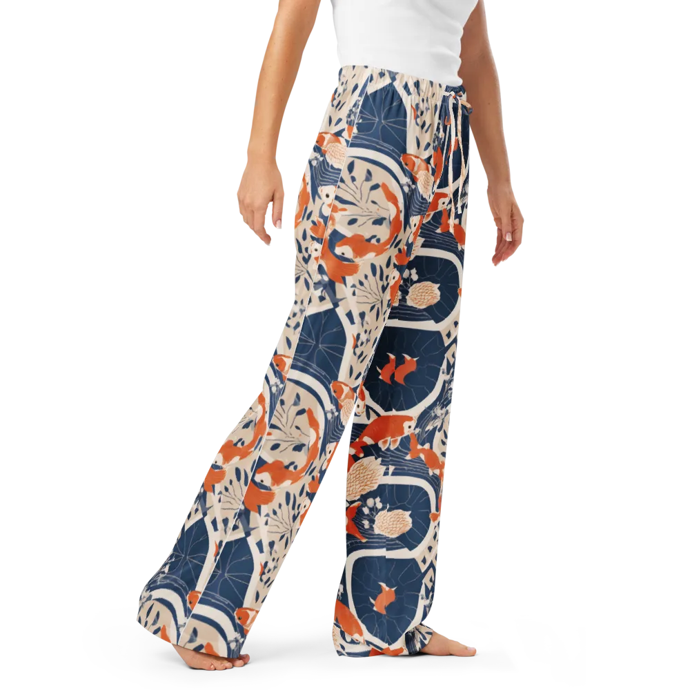 Indigo Koi Garden on Women's Pajama Pants — Right Front