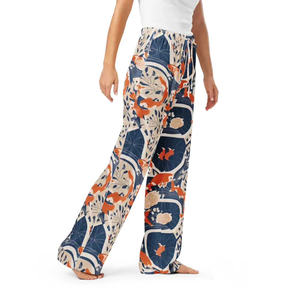 Indigo Koi Garden on Women's Pajama Pants — Right Front