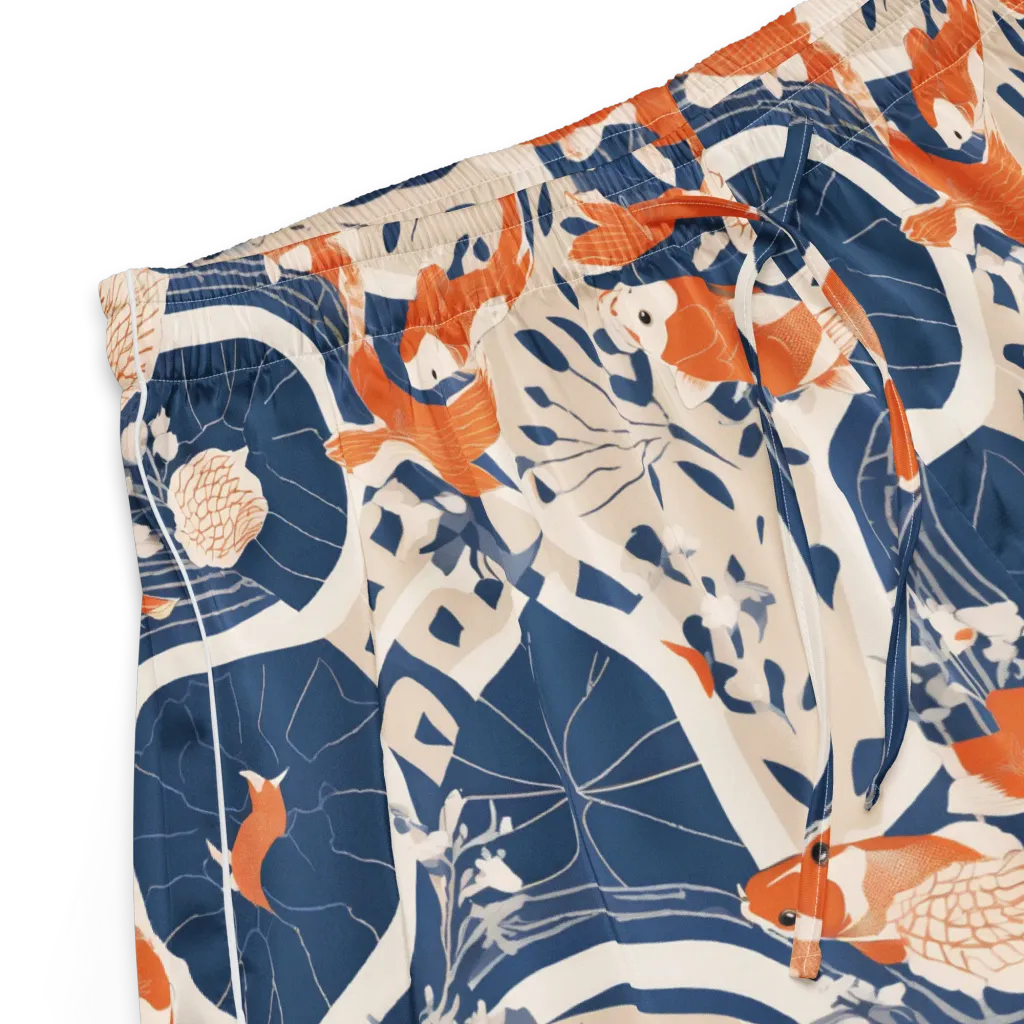 Indigo Koi Garden on Women's Pajama Shorts — Product details