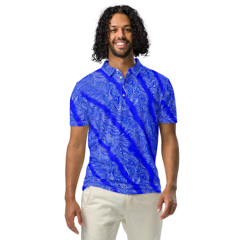 Electric Current on Men's Slim Fit Polo Shirt — Front