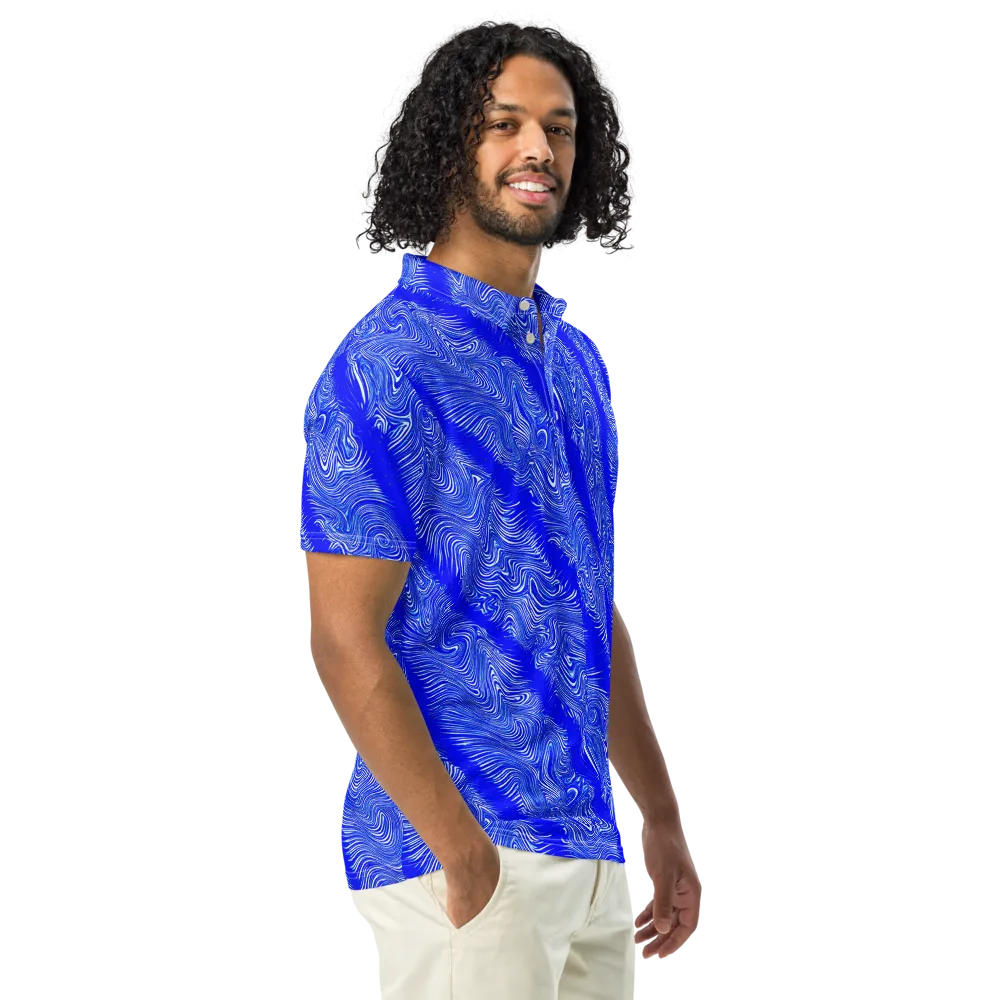 Electric Current on Men's Slim Fit Polo Shirt — Right Front