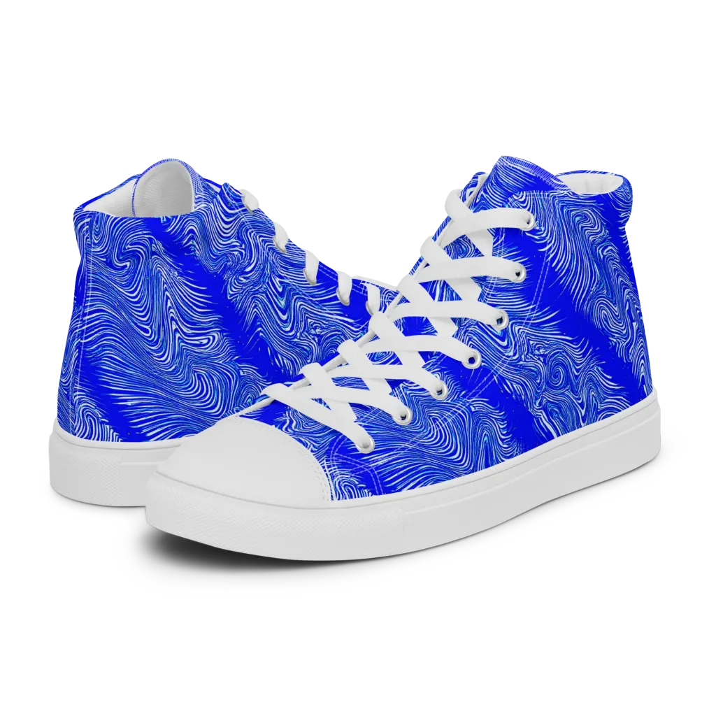 Electric Current on Men's High Top Canvas Shoes — Left