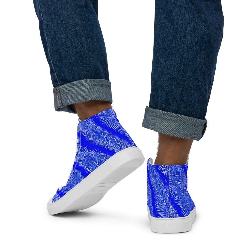 Electric Current on Men's High Top Canvas Shoes — Back