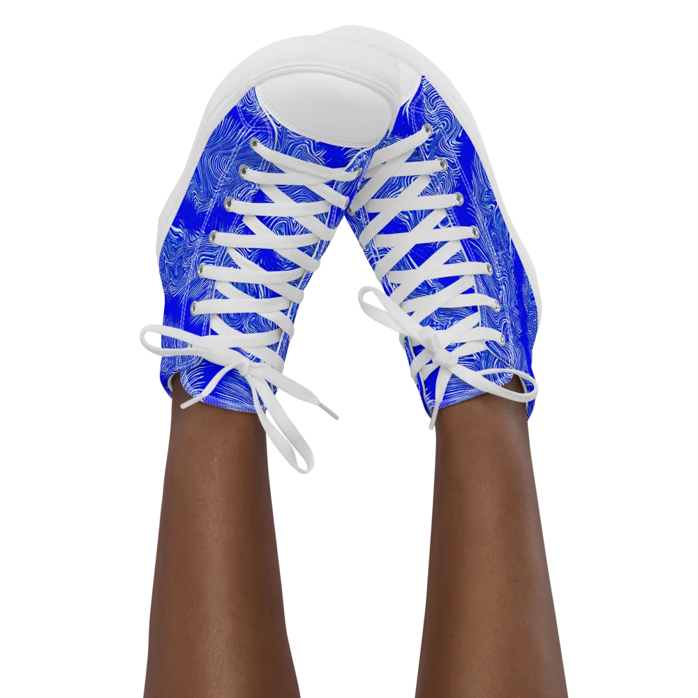 Electric Current on Women's High Top Canvas Shoes — Front