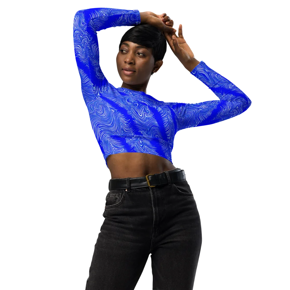 Electric Current on Long Sleeve Crop Top — Front