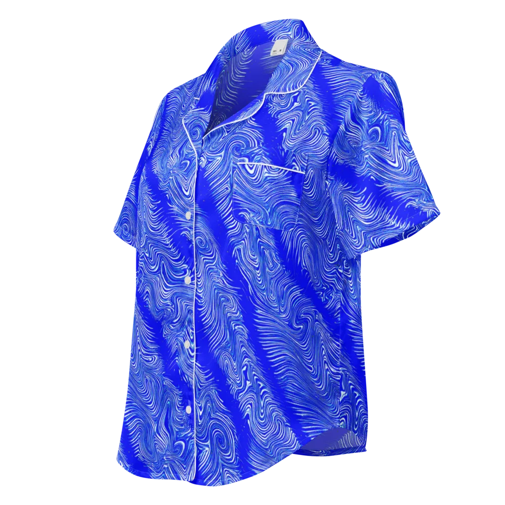 Electric Current on Women's Short Sleeve Pajama Top — Left Front