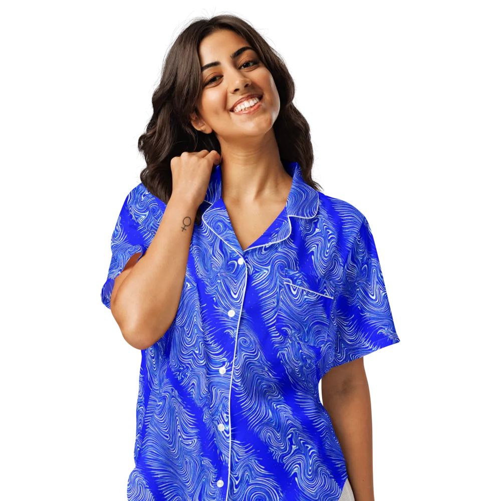Electric Current on Women's Short Sleeve Pajama Top — Front