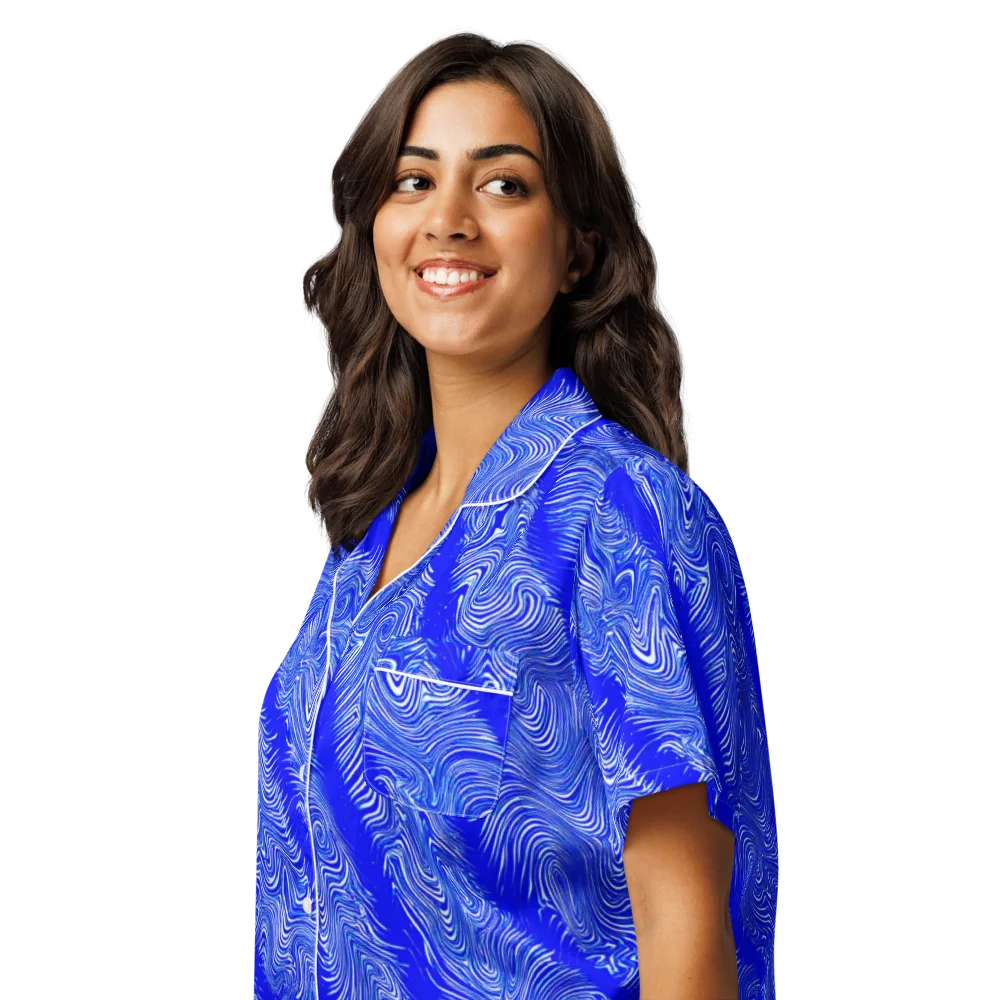 Electric Current on Women's Short Sleeve Pajama Top — Left Front