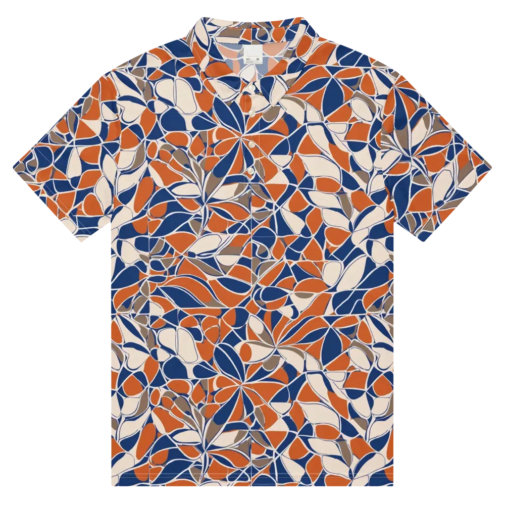 Cobalt Citrus Bloom on Men's Slim Fit Polo Shirt — Front