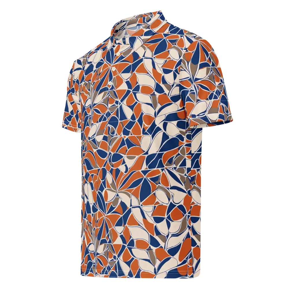 Cobalt Citrus Bloom on Men's Slim Fit Polo Shirt — Left Front