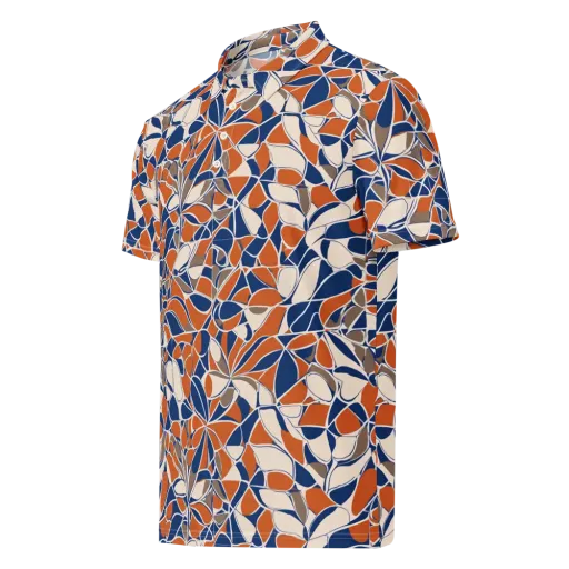 Cobalt Citrus Bloom on a Men's Slim Fit Polo Shirt