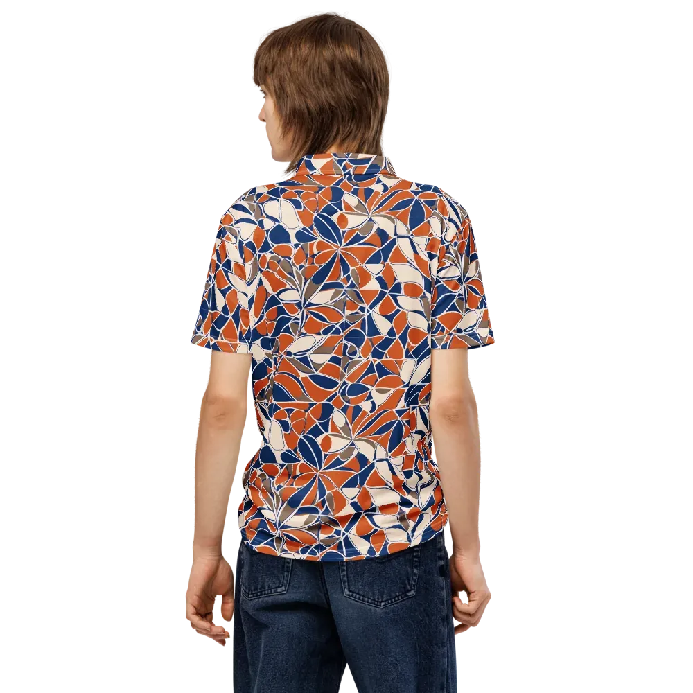 Cobalt Citrus Bloom on Men's Slim Fit Polo Shirt — Back