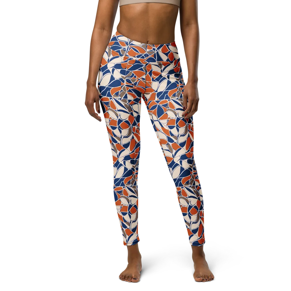 Cobalt Citrus Bloom on Yoga Leggings — Front