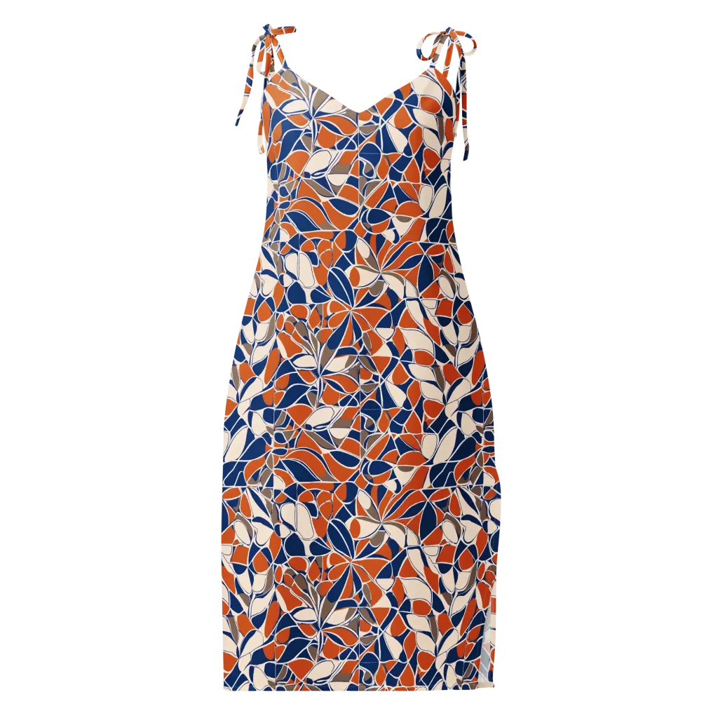 Cobalt Citrus Bloom on Slip Dress — Front