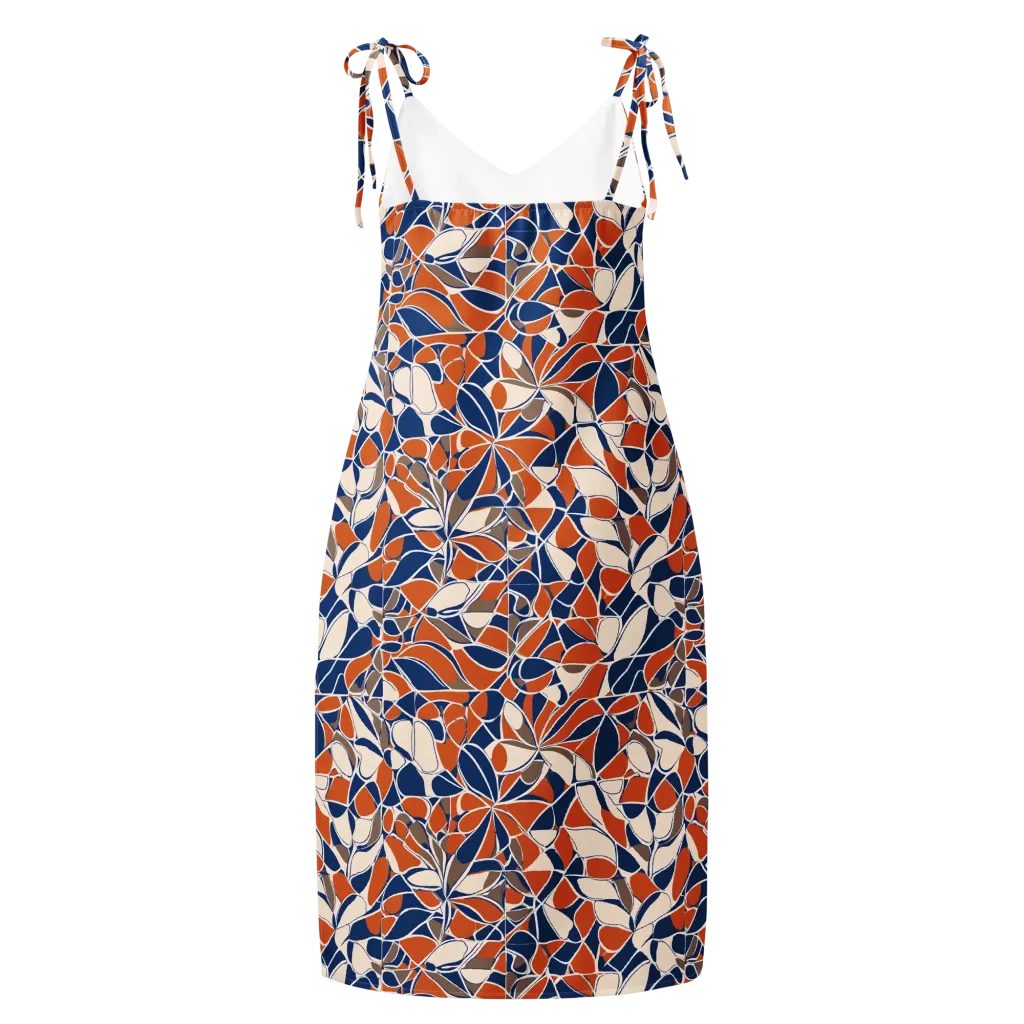 Cobalt Citrus Bloom on Slip Dress — Back