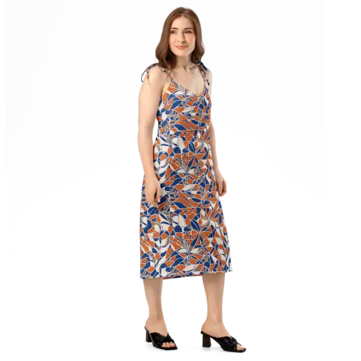 Cobalt Citrus Bloom on a Slip Dress