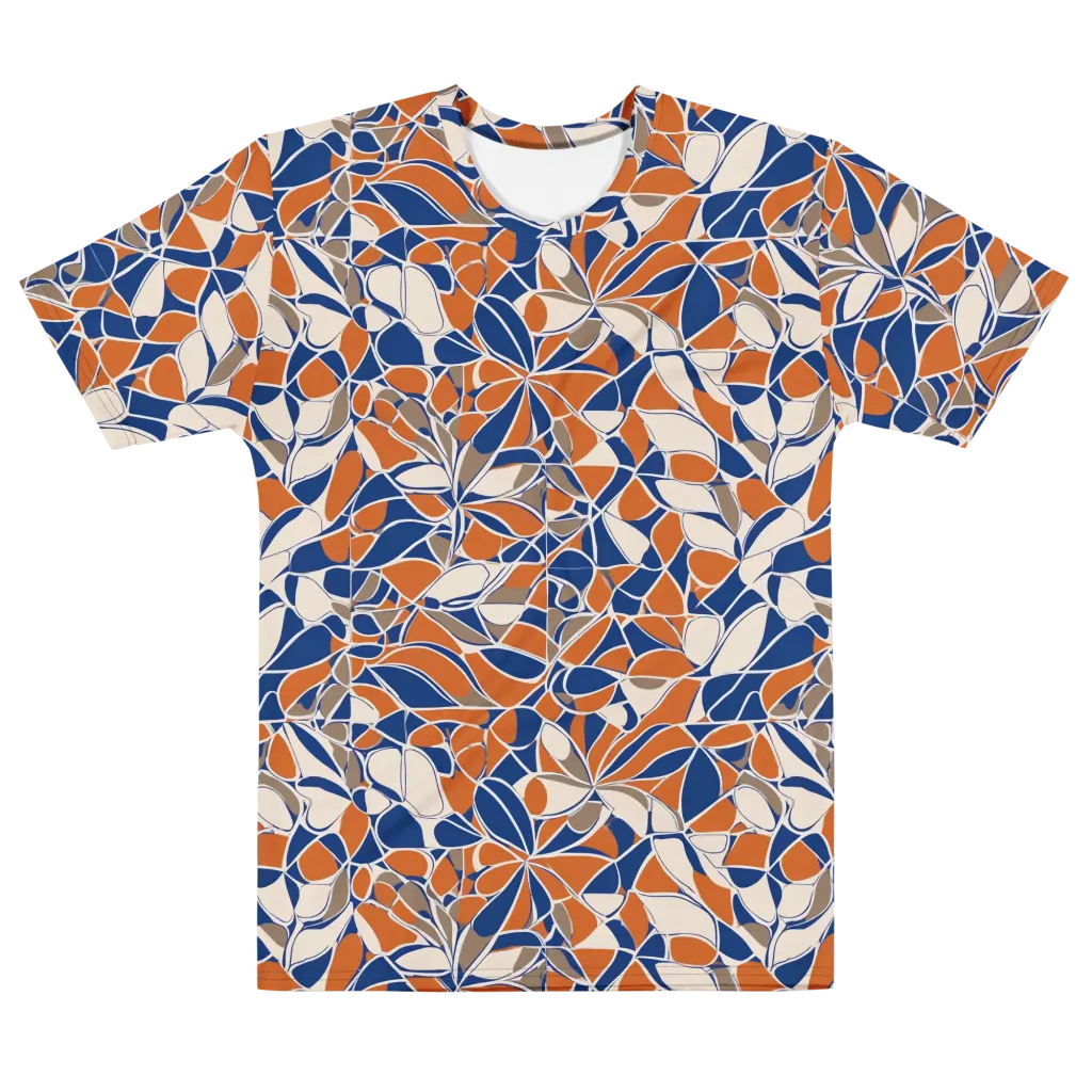 Cobalt Citrus Bloom on Men's Cotton Crew Neck T-Shirt — Front
