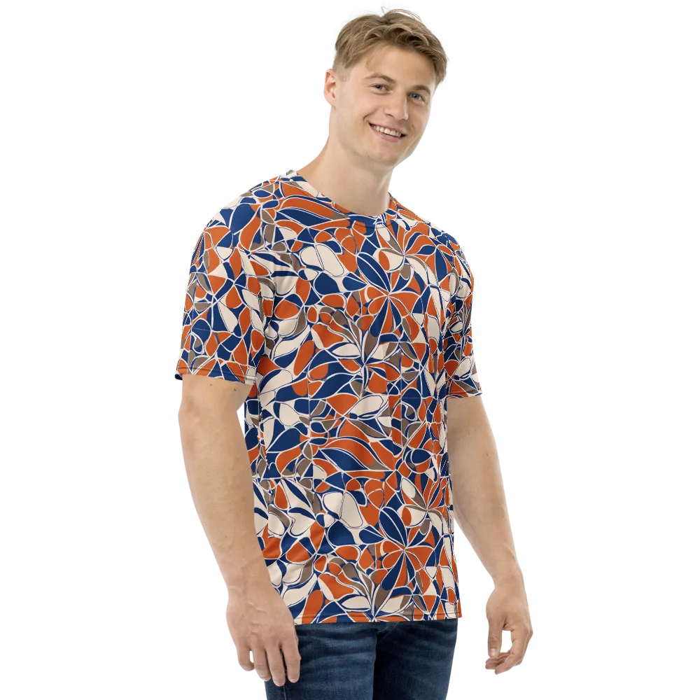 Cobalt Citrus Bloom on Men's Crew Neck T-Shirt — Right