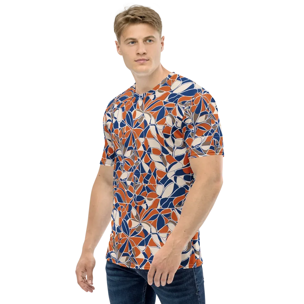 Cobalt Citrus Bloom on Men's Crew Neck T-Shirt — Left