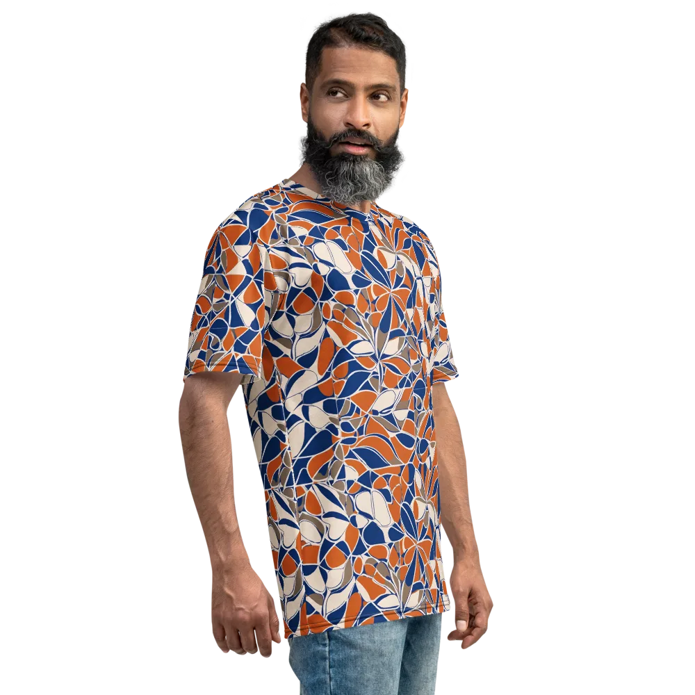 Cobalt Citrus Bloom on Men's Crew Neck T-Shirt — Right