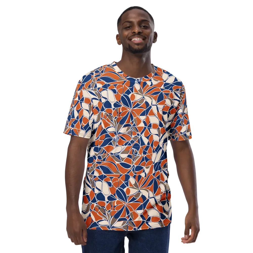 Cobalt Citrus Bloom on Men's Crew Neck T-Shirt — Front