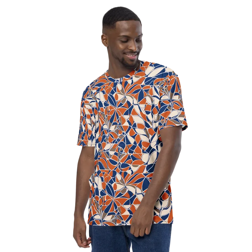 Cobalt Citrus Bloom on Men's Crew Neck T-Shirt — Left