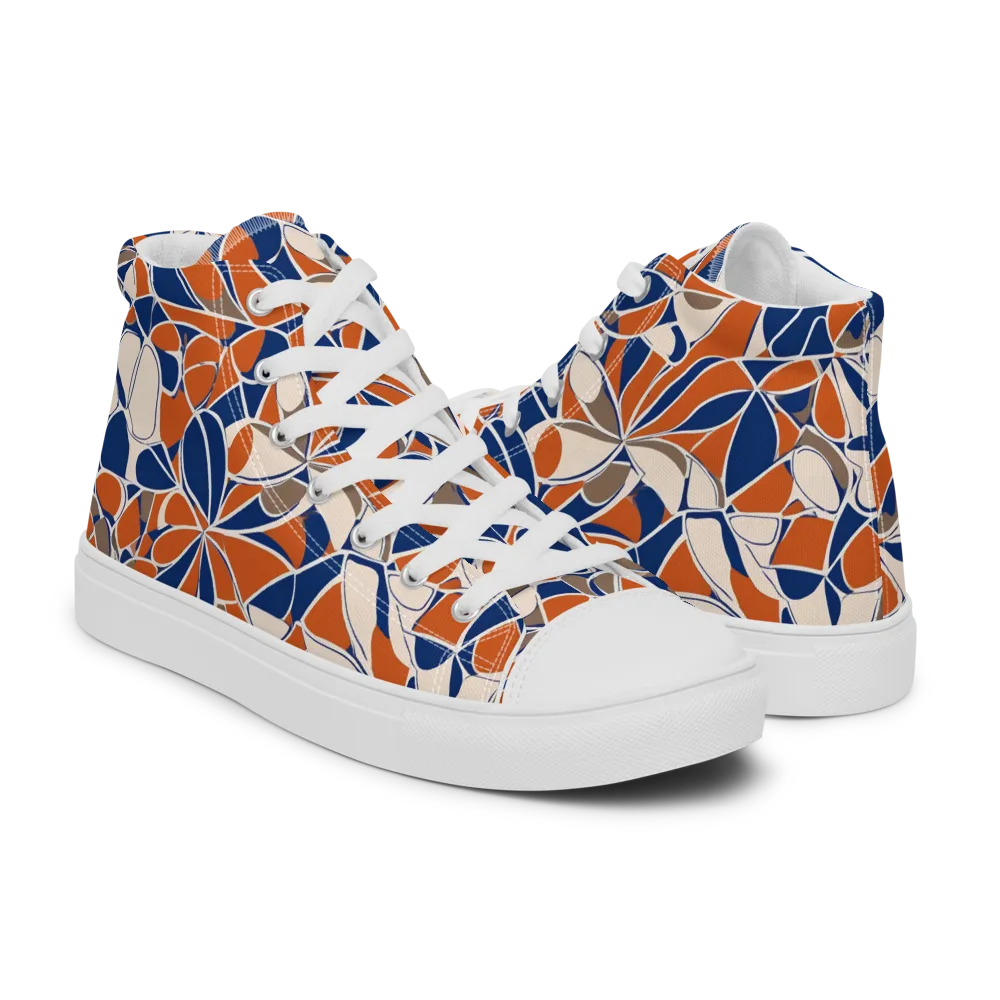 Cobalt Citrus Bloom on Men's High Top Canvas Shoes — Right