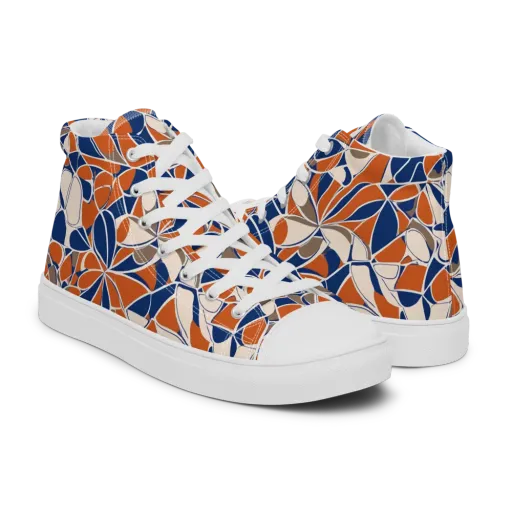 Cobalt Citrus Bloom on a Men's High Top Canvas Shoes