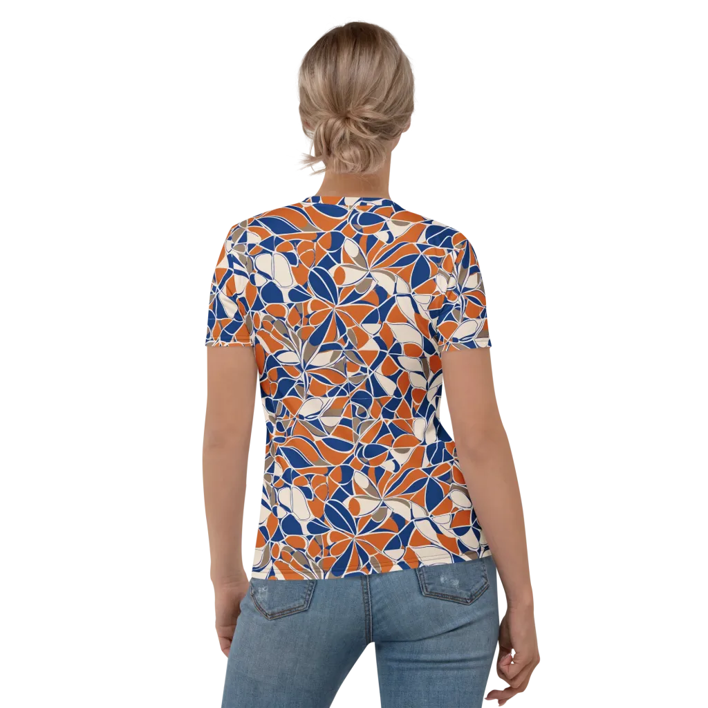 Cobalt Citrus Bloom on Women's Crew Neck T-Shirt — Back