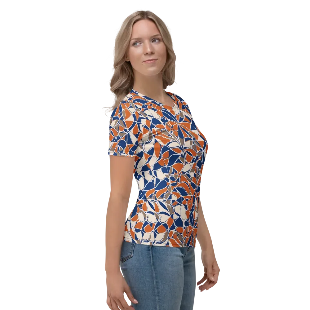 Cobalt Citrus Bloom on Women's Crew Neck T-Shirt — Right