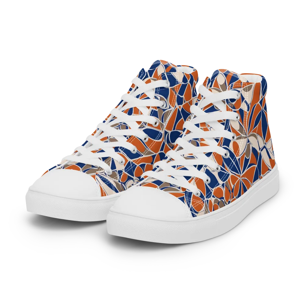Cobalt Citrus Bloom on Women's High Top Canvas Shoes — Left Front