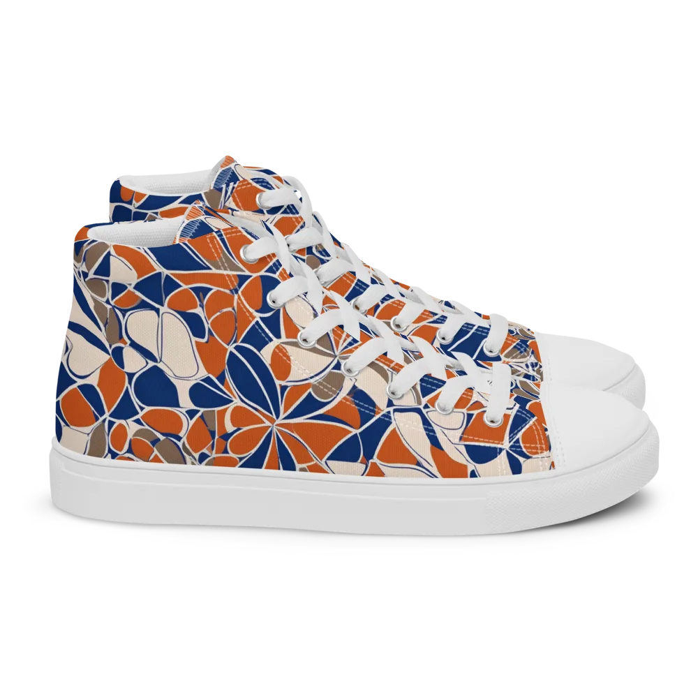 Cobalt Citrus Bloom on Women's High Top Canvas Shoes — Right