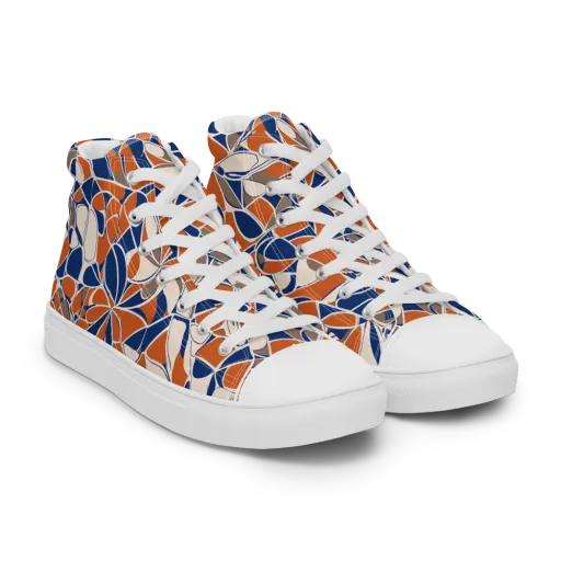 Cobalt Citrus Bloom on a Women's High Top Canvas Shoes