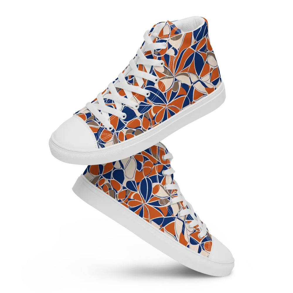 Cobalt Citrus Bloom on Women's High Top Canvas Shoes — Front