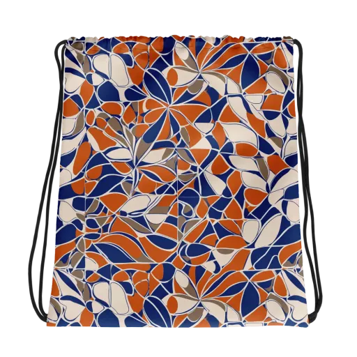 Cobalt Citrus Bloom on a Drawstring Bag