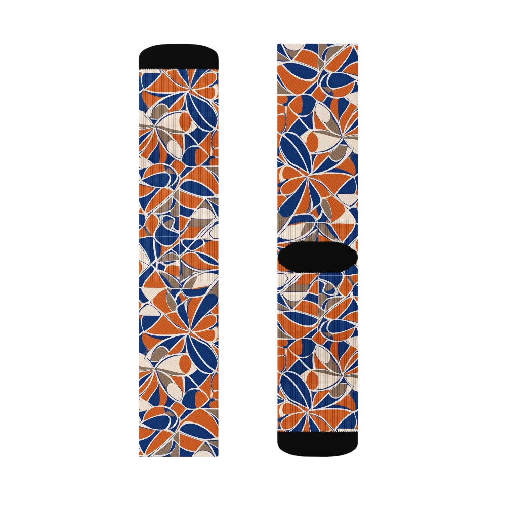 Cobalt Citrus Bloom on Socks — Left Sock