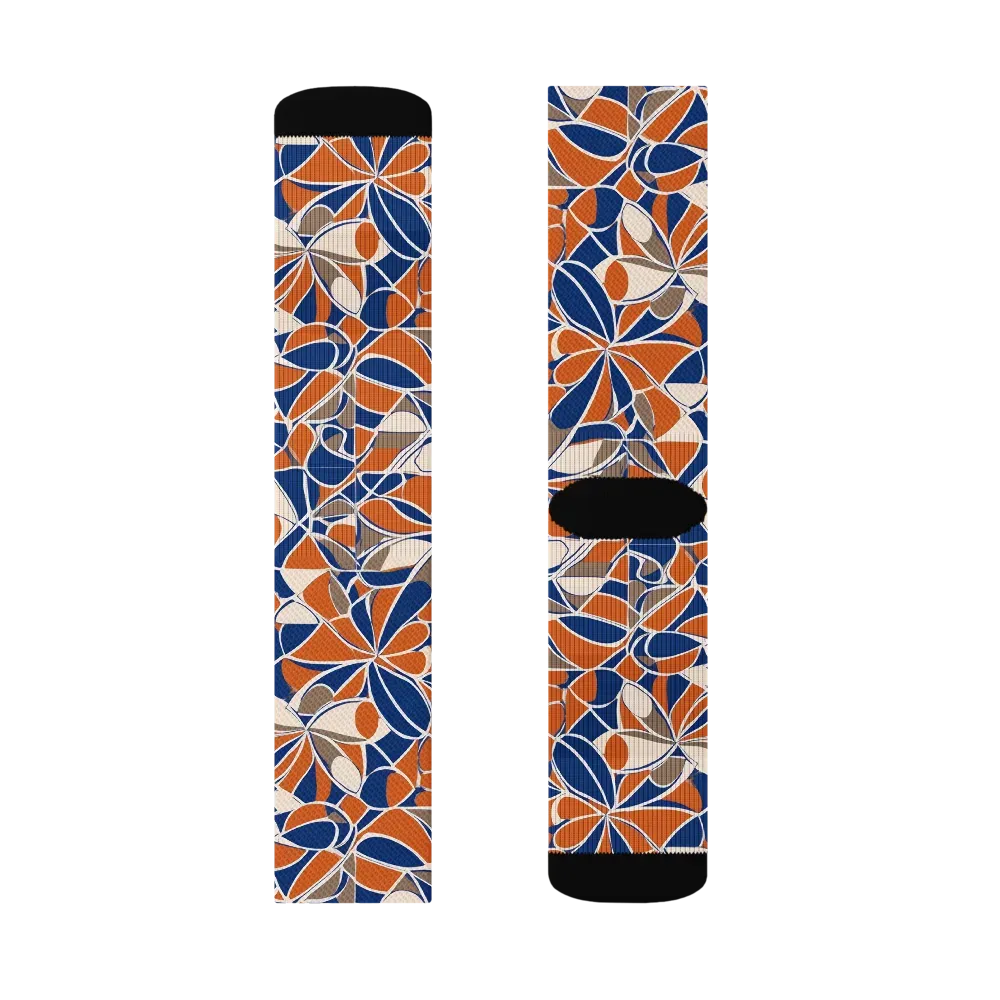 Cobalt Citrus Bloom on Socks — Right Sock
