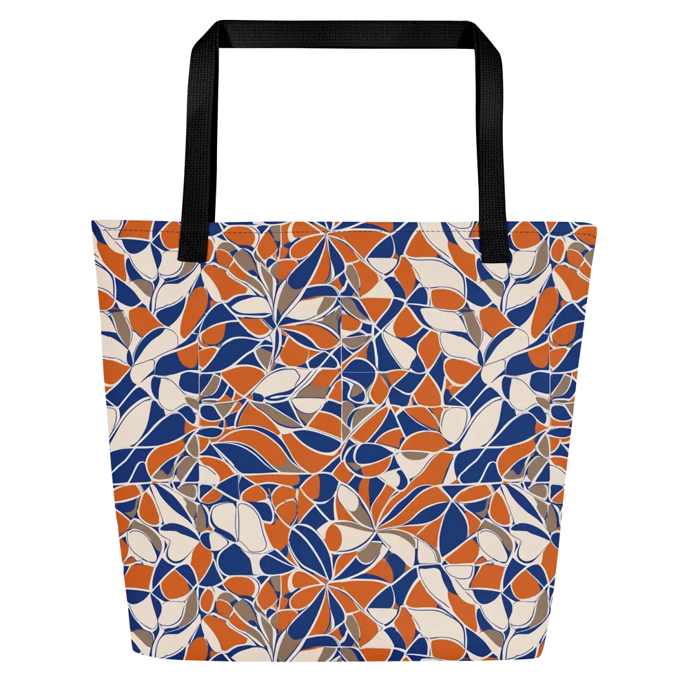 Cobalt Citrus Bloom on Large Tote Bag W/ Pocket — Front