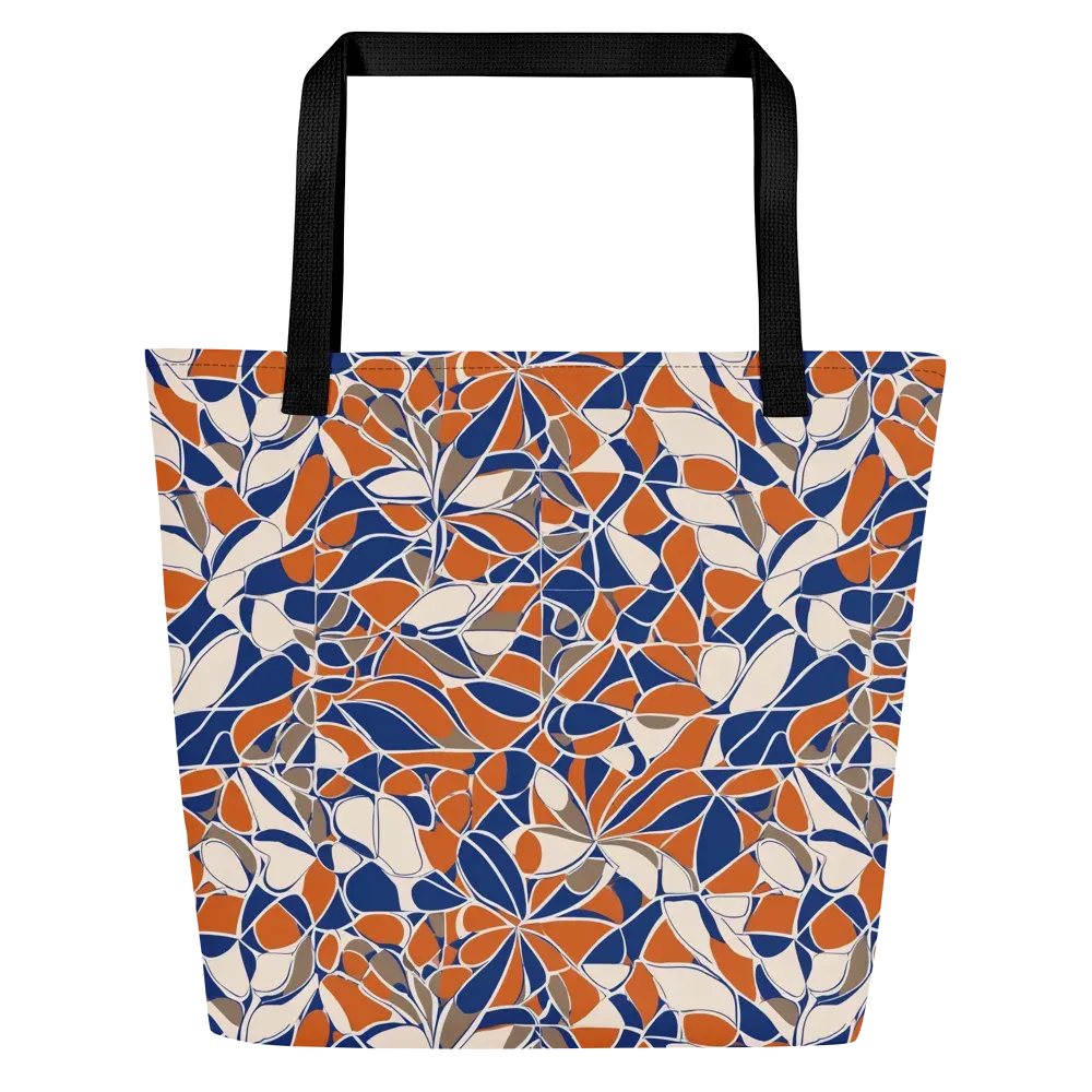 Cobalt Citrus Bloom on Large Tote Bag W/ Pocket — Front