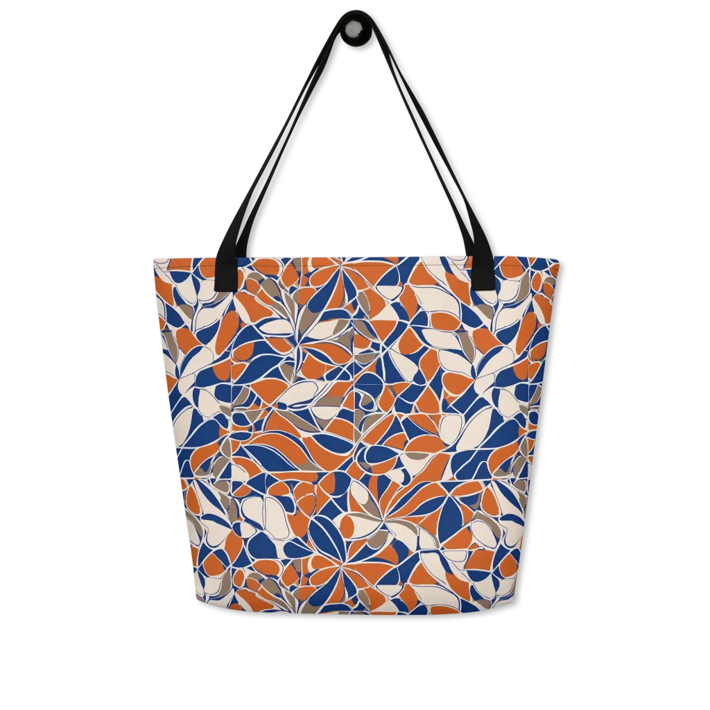 Cobalt Citrus Bloom on Large Tote Bag W/ Pocket — Front