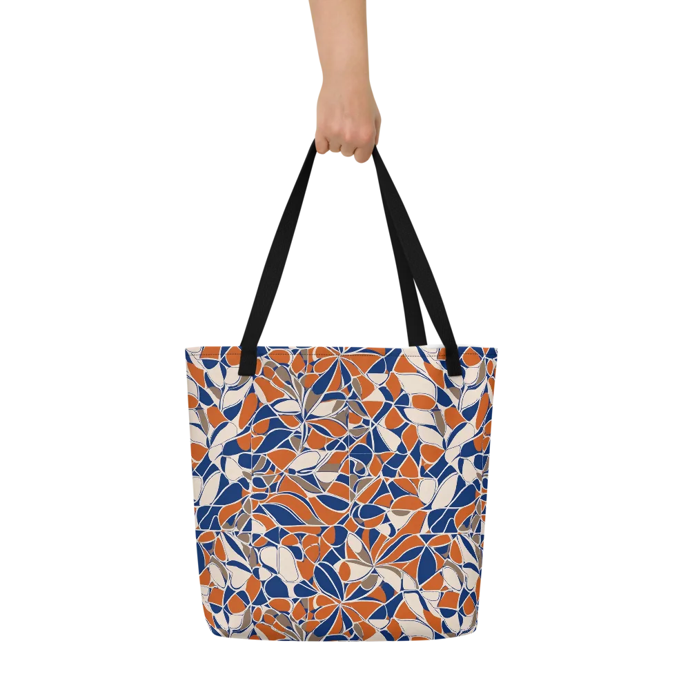 Cobalt Citrus Bloom on Large Tote Bag W/ Pocket — Front